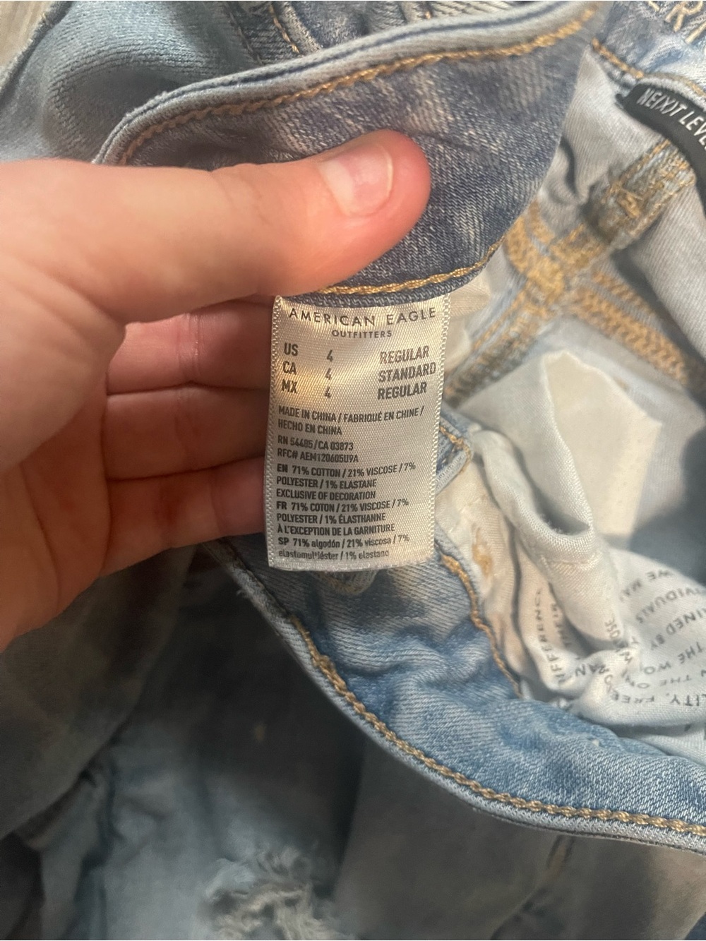 American Eagle Outfitters Ripped Skinny Jeans - Light Blue & Dark Blue - Picture 7 of 7